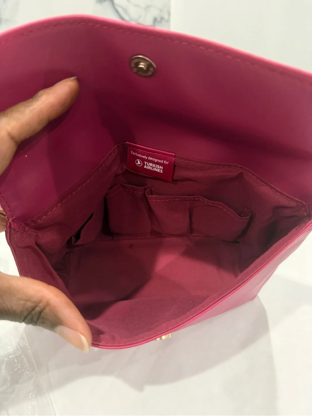 Salvatore Ferragamo Fuchsia. Faux Leather Cosmetic Case with Gold Plaque